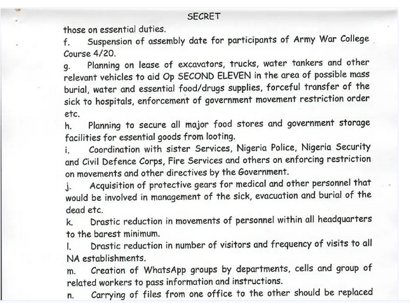 Nigerian Army prepares for lock down over Coronavirus