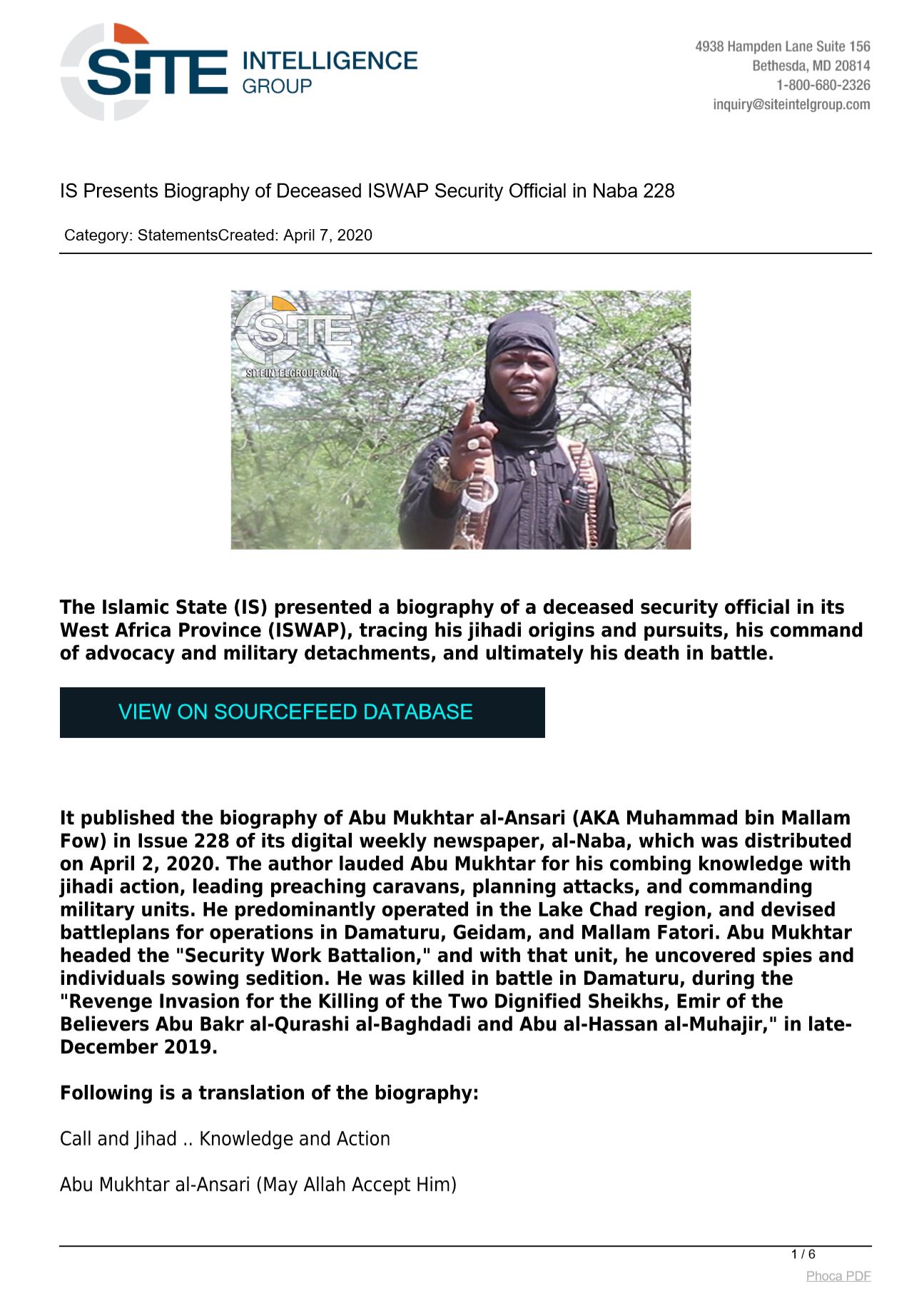 ISWAP Confirms Nigerian Army Killing of Its Top Commander