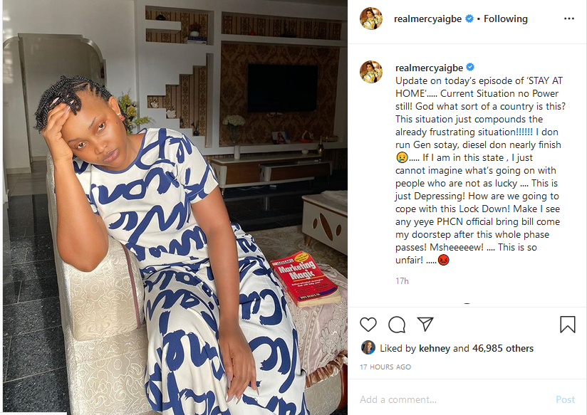 Mercy Aigbe cries out over poor power supply