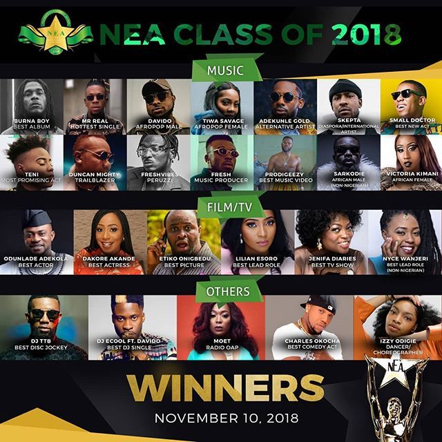 Nigerian Entertainment Awards (NEA) 2018 Full List of Winners