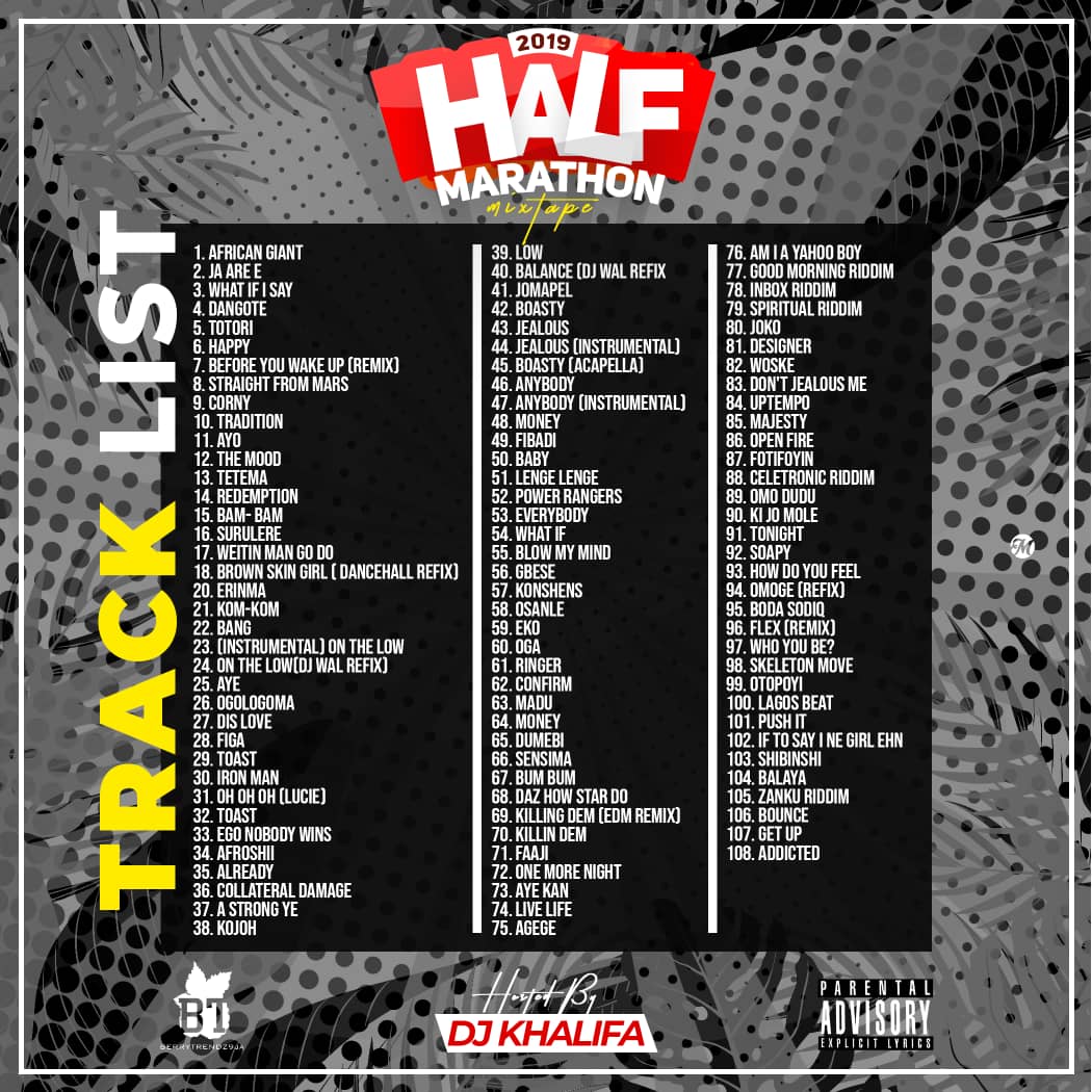 Download -MIXTAPE: DJ Khalifa – 2019 Half Marathon Mixtape