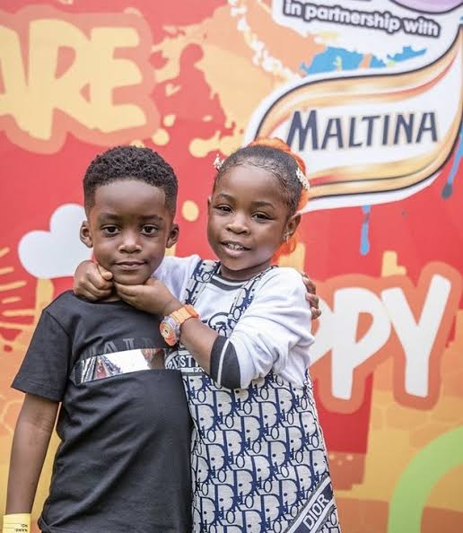 Davido’s Daughter, Imade, Tiwa Savage’s Son, Jamil Share A Toast To Their Friendship (Video)
