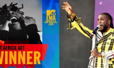 Burna Boy Wins MTV EMAS Award (Full List Of Winners)