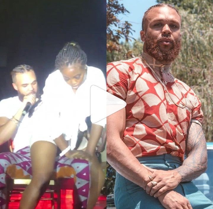 Lady Gives Singer Jidenna A Steamy Lap Dance On Stage In Lagos (Video)