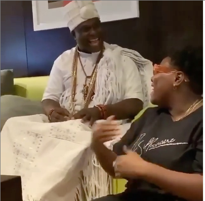 Teni Discloses Her Relationship With Wizkid To Ooni Of Ife (Video)