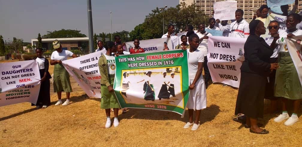 Group Launch Protest To Allow NYSC Ladies Wear Skirt (Photos)