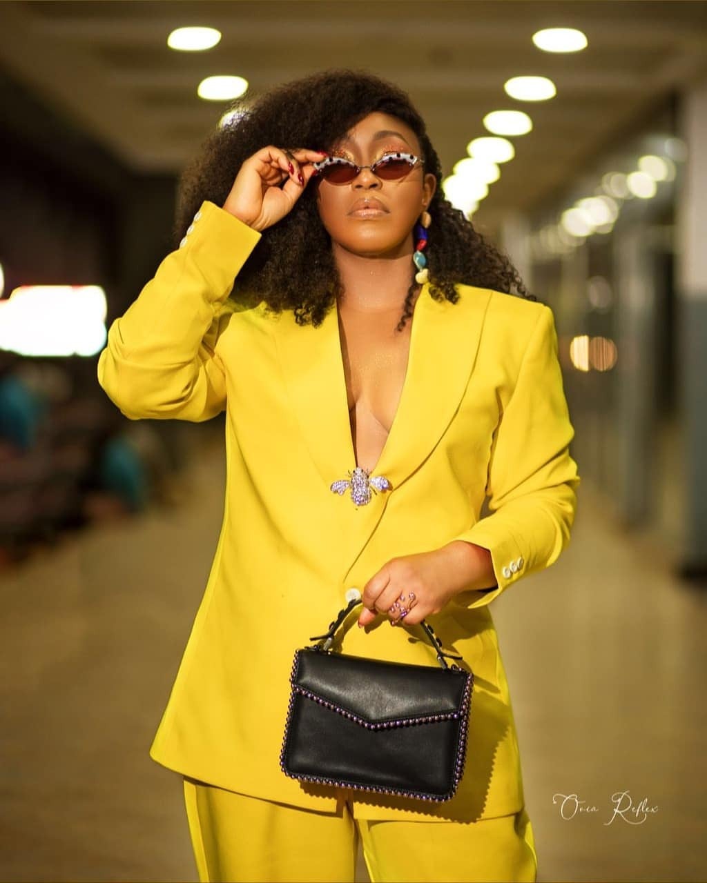 Rita Dominic Stuns In Two-Piece Yellow Suit (Photo)