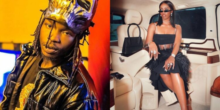 Naira Marley, Tiwa Savage Spotted Together In A Studio (Photo)