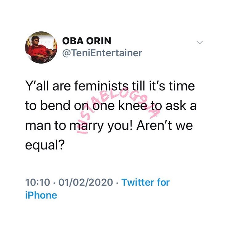 Singer Teni Takes A Heavy Swipe At Feminist (Photo)
