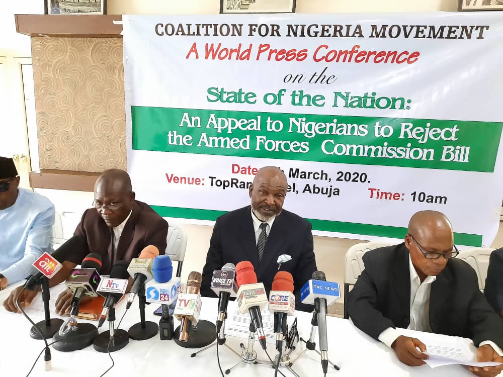 Coalition for Nigeria calls on citizens to embark on mass disobedience over proposed bill