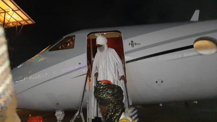 Dethroned Emir of kano, Sanusi arrives Lagos