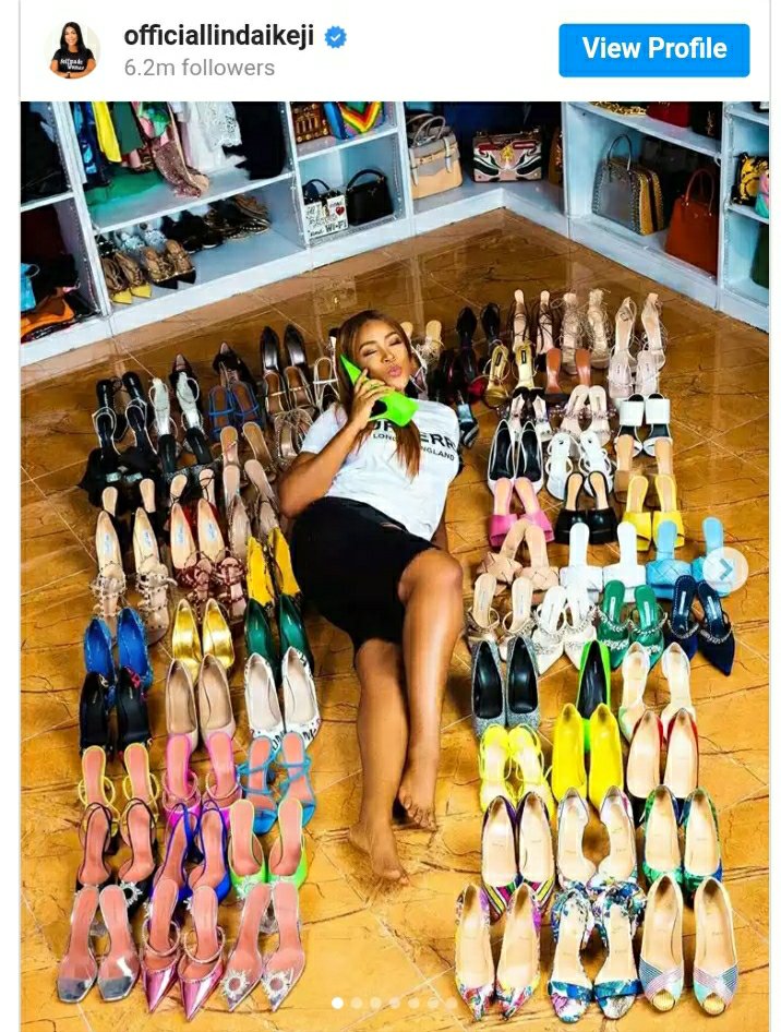 Linda Ikeji tensions fans as she gifts herself 85 Designer shoes and 35 designer bags to mark 40th birthday (photos)