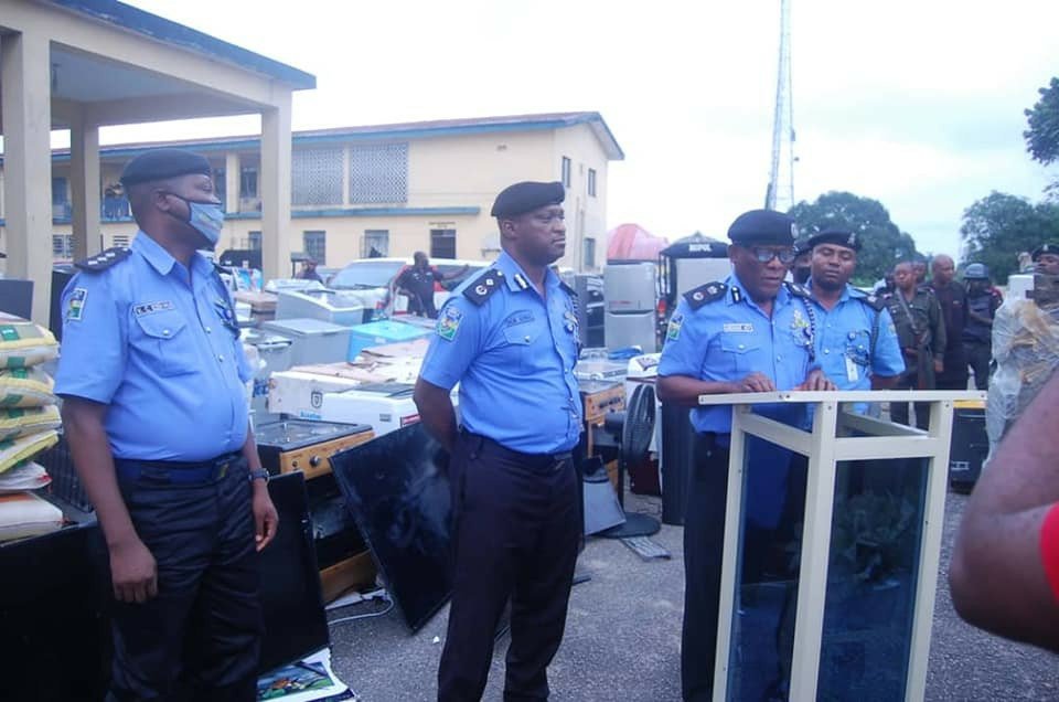 Photos: Police arrest 10 suspects in Akwa Ibom, recover looted properties worth millions of Naira