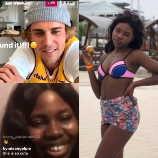 Nigerian lady cries uncontrollably as she speaks with Justin Bieber on IG Live (Video)