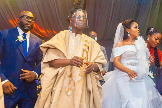 Ex-President Olusegun Obasanjo gifts hi so son’s wife Mercedes Benz SUV on their wedding day