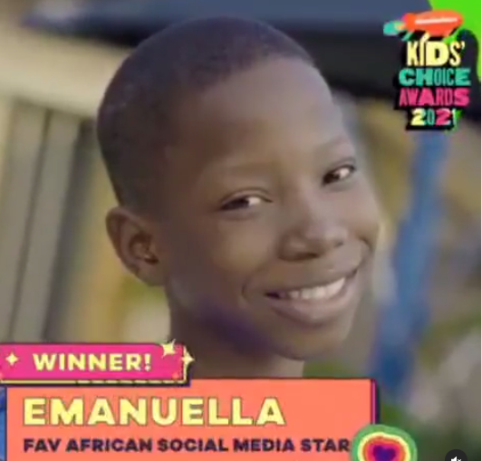 Comedienne Emmanuella celebrates winning “Favourite African Social Media Star” at 2021 Nickelodeon Kids Choice Awards