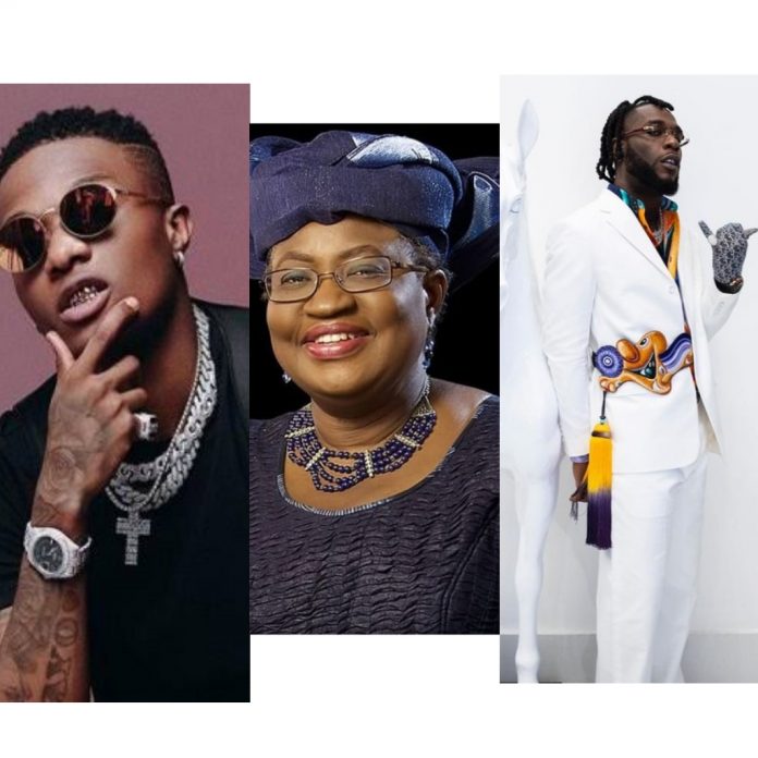 Okonjo-Iweala congratulates Wizkid and Burnaboy, says they are services to be exported