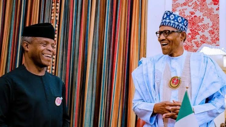 President Buhari celebrates VP Yemi Osinbajo as he turns 64