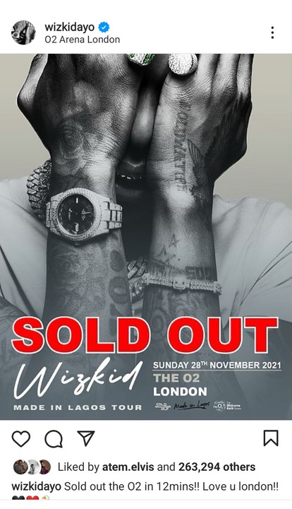 Wizkid Celebrates As His Show Gets Sold-Out In 12 Minutes