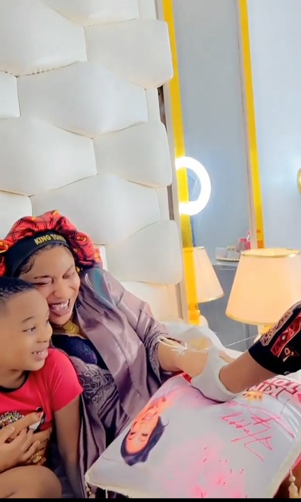 Tonto Dikeh Taking Beauty Shots, Having Fun With Her Son (Photos)