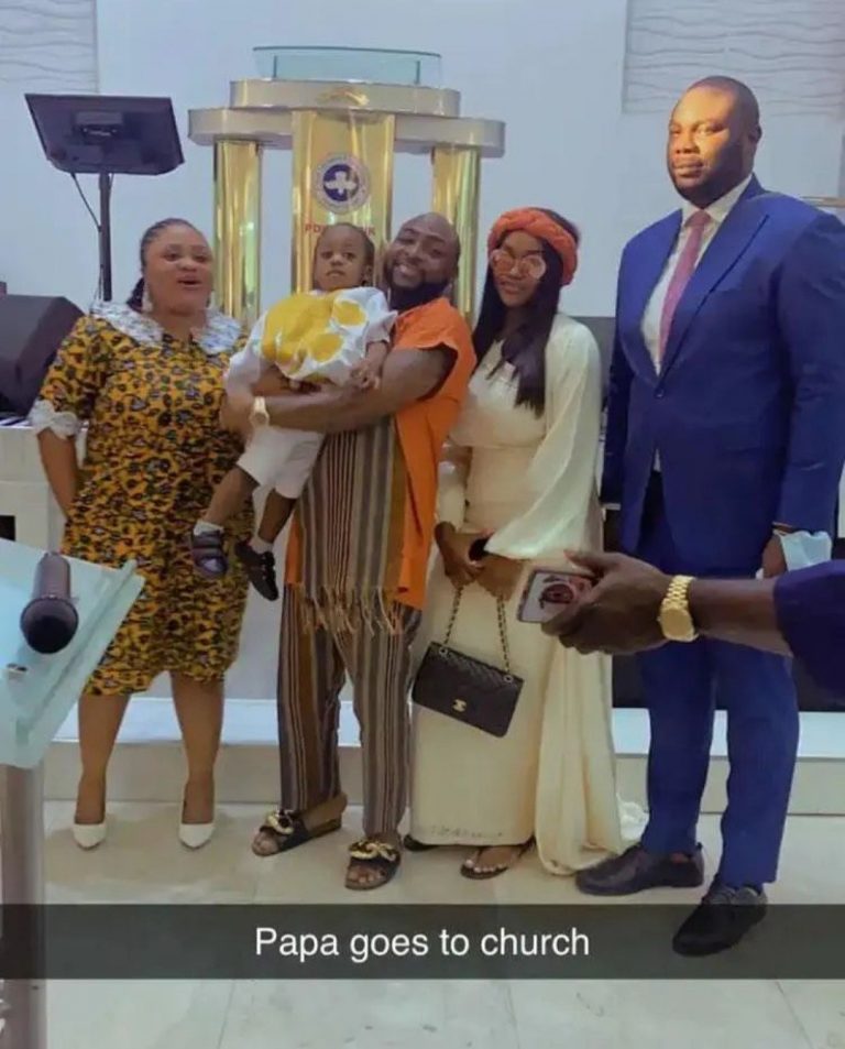 Davido and Chioma Attend Church Together With Their Son, Ifeanyi (Video)