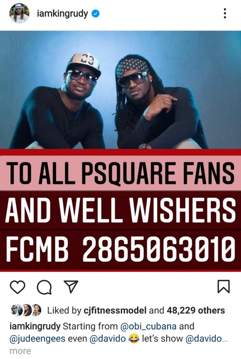 P-Square Shares Account Number Like Davido To Celebrate 40th Birthday