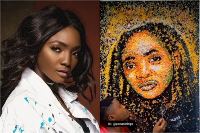 Talented Artist Uses Vegetables And Chicken Fillet To Draw Singer Simi (Video)