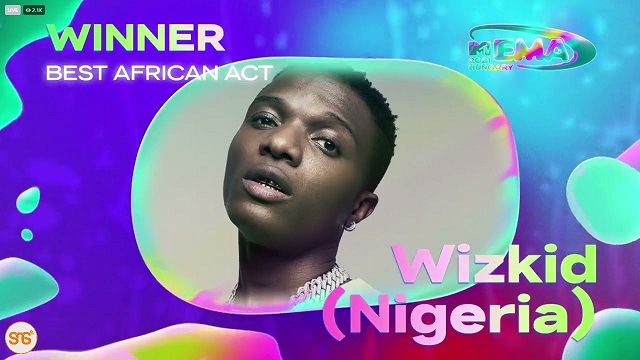 Wizkid Wins 2021 MTV EMAs Best African Act